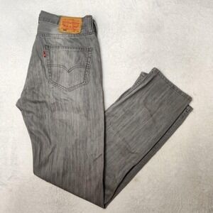 Levis‎ 505 Jeans Mens 33x34 Gray Y2K Straight Light Wash Denim 5-Pocket Cotton